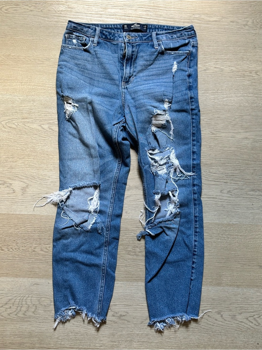 Hollister Ripped Medium Blue Boyfriend Jeans